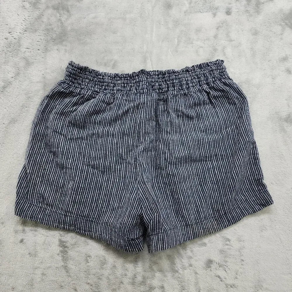 Time and Tru Shorts Womens XS (0-2) Blue White‎ Striped Linen Blend High Rise
